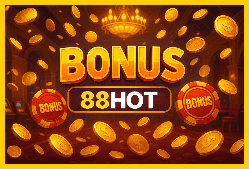 Imagem promovendo bônus 88HOT com recompensas imperdíveis.